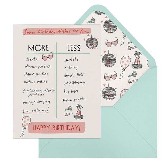 Birthday More/Less Greeting Cards by Julia Rothman, Em & Friends