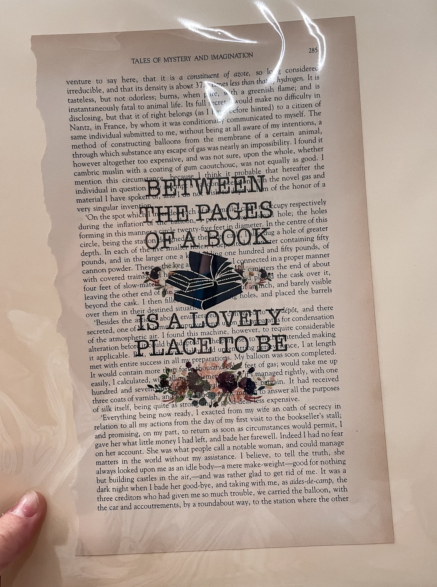 "Between the Pages of a Book is a Lovely Place to Be" Recycled Book Page Art Print