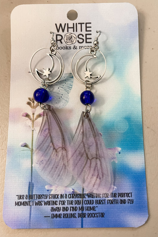 Butterfly Wing Earrings Purple & Blue - Handmade