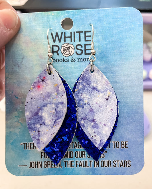 Blue Galaxy Faux Leather Canvas Earrings | Rebecca Style Earrings