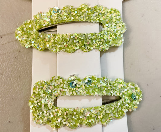 Green Glitter Hair Clip Snap Clip Sets | Handmade Hair Accessories | Summer Inspired Hair Clips (Copy) (Copy)