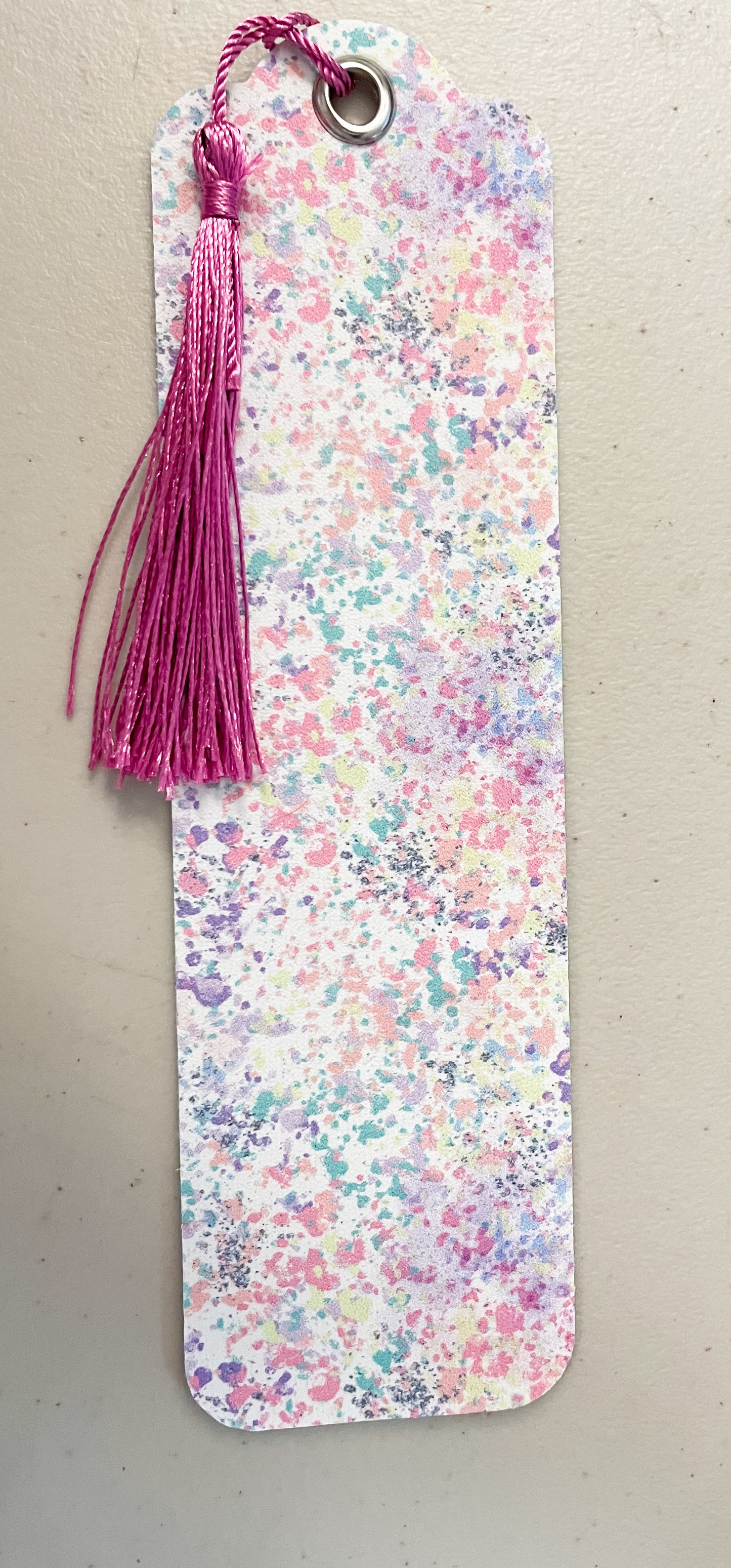 Pastel Paint Splatter Faux Leather Bookmark | Faux Vegan Leather Bookmarks