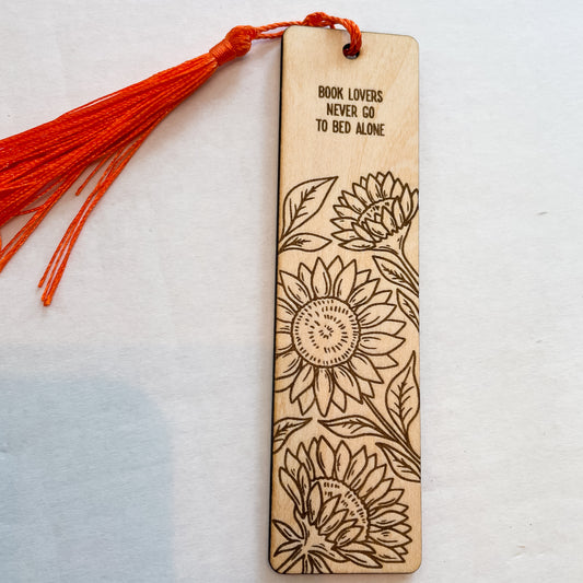 Book Lovers Never Go To Bed Alone Wooden Bookmark