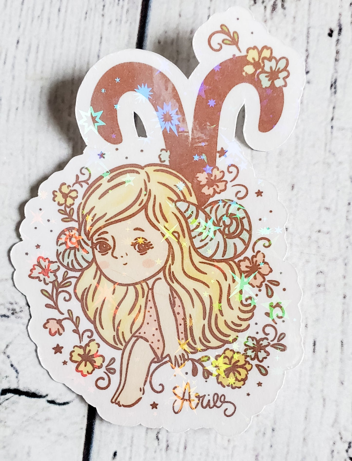 Sparkly Aries Sticker - bibliophileprints