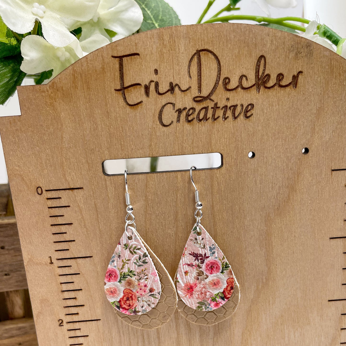 1.5 Inch Honeycomb Florals Emily Style 2 Layer Dangle Earrings | Emily Style Dangle Earrings | Layered Teardrop Shape